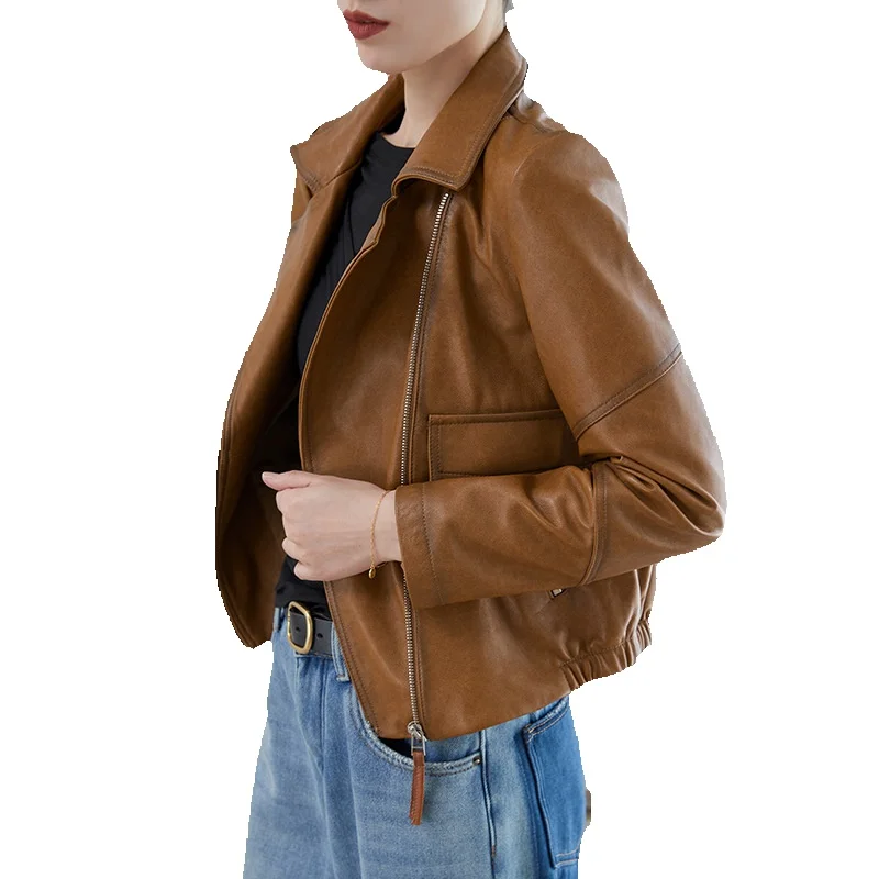 Spring New Sheepskin Genuine Leather Coat Short Motorcycle Short Coat