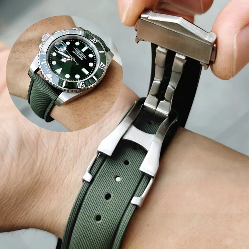 FKM Fluorkautschuk-Armband 18mm 20mm 21mm 22mm 24mm Schnellverschluss Universelles Uhrenarmband für Omega/Breitling/Longines/Tissot/Rolex
