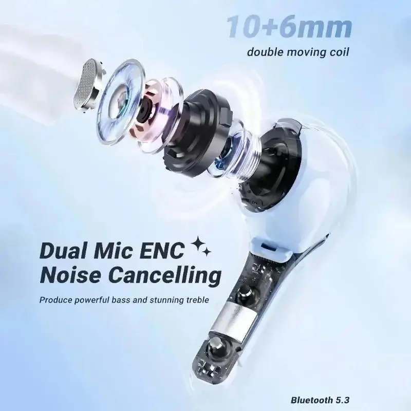 الأصلي T2 TWS سماعات لاسلكية بلوتوث 5.3 سماعة ENC LED الطاقة شاشة ديجيتال ستيريو الصوت سماعات ل سماعات الأذن الرياضية