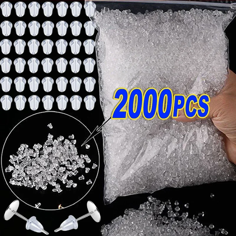 500-2000PCS Transparente Silikon Kopf Ohr Stopper Stecker DIY Ohrring Erkenntnisse Anti Fallen Stopper Ohr Studs Ohrstecker zubehör