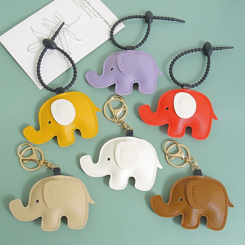 Leather Cartoon Animal Elephant Pendant Keychain Bag Hanging Accessories Cute Versatile Kawaii Three-dimensional Elephant Doll