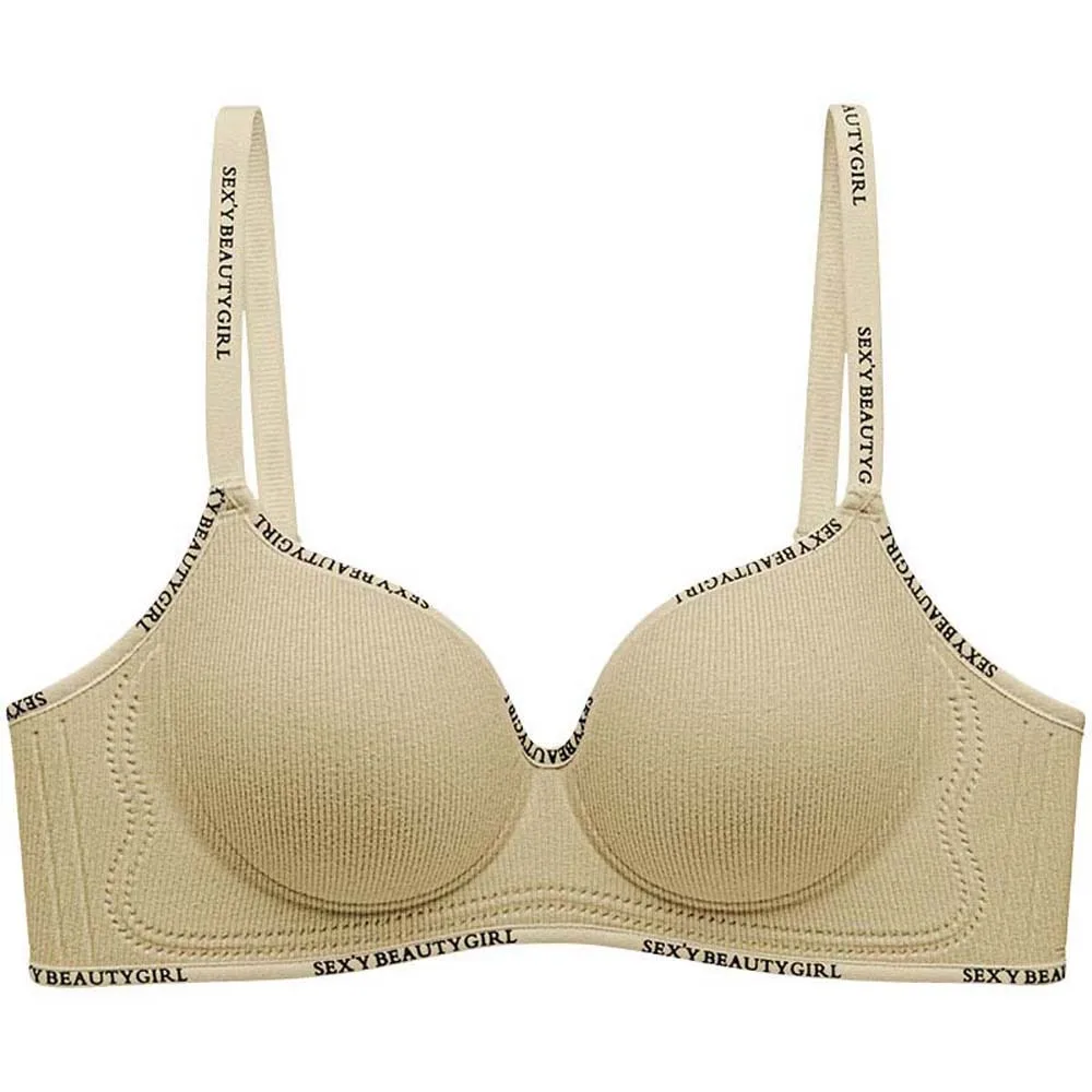 

English Letter Wireless Deep V Bra Close-fitting Shockproof Push Up Underwear Traceless Anti-sagging Seamless Bras Yoga