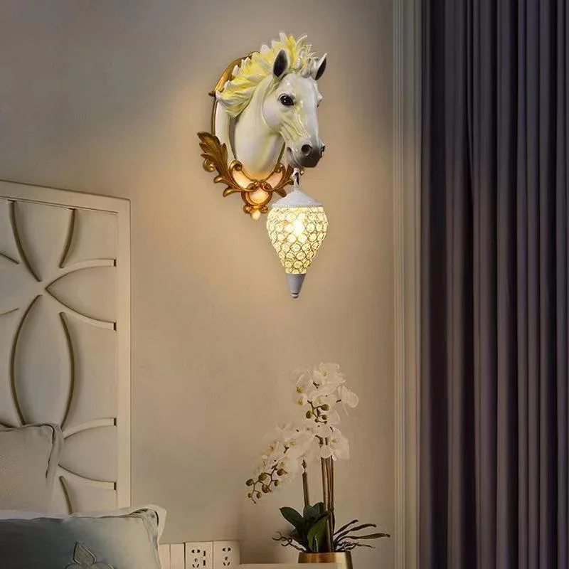 KARLOS Lámpara de pared de cabeza de caballo contemporánea personalizada y creativa sala de estar dormitorio pasillo decoración luz de iluminación