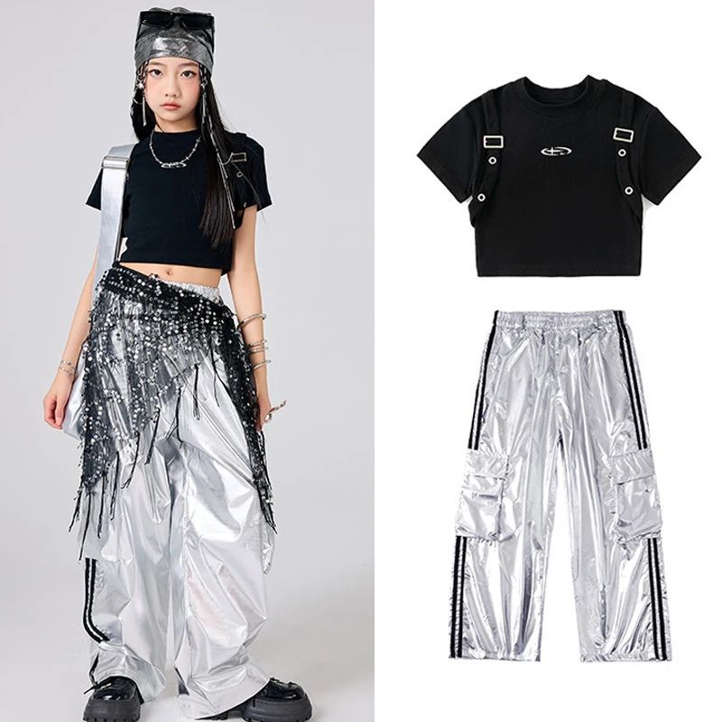 

Summer Girls Group Kpop Stage Suits Cheerleading Jazz Dance Costume Kids Hip Hop Clothes Children Performance Party Outfit 9460