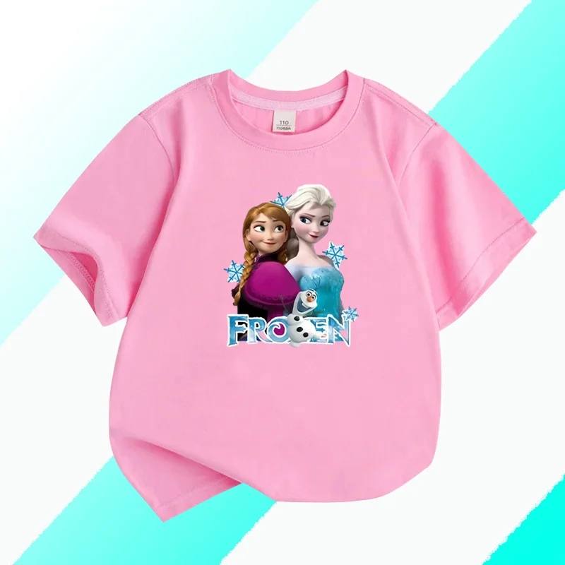 Anime Frozen Kids Clothes Summer The Snow Queen Print Soft T-shirts Boys Girls Fashion Outfits Sets Children Gift Clothing