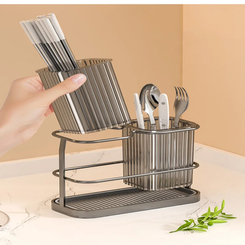 Kitchen Chopstick Storage Rack Countertop Cutlery Holder Wall Mounted Kitchen Utensil Organizer Knife Spoon Tube Storage Rack