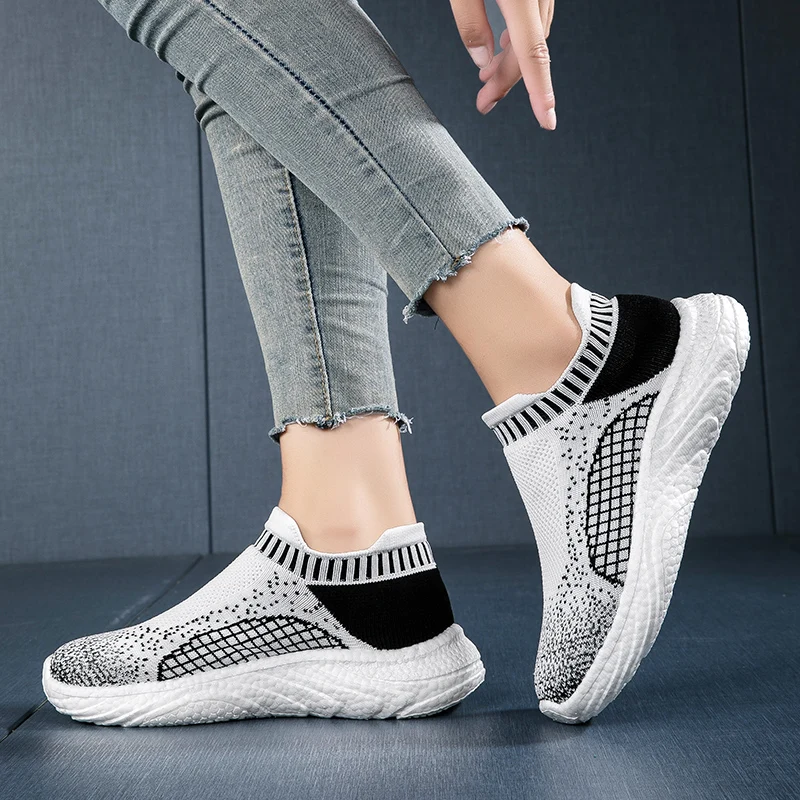 Women's Knitted Socks Shoes Breathable Mesh Light Popcorn Soft Sole Sneakers Home Walking Fashion Trend Casual Shoes