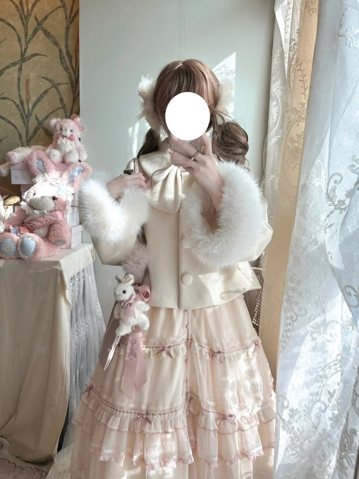 خريف شتاء جديد خمر قصيرة حلوة لطيف معطف الصوف Bowknot اليابانية الأصلية لوليتا فضفاضة سميكة سترة للنساء #3