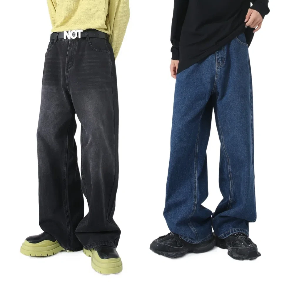

Simple Ins Y2K Jeans Men High Waist Retro Straight Denim Trousers Loose Classic Cowboy Pants Streetwear