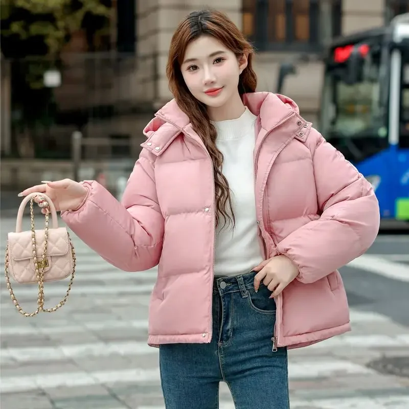 2024 New Style Korean Down Cotton Jacket Women Hooded Parkas Winter Padded Coat Thick Warm Loose Puffer Female Snow Wear Outwea