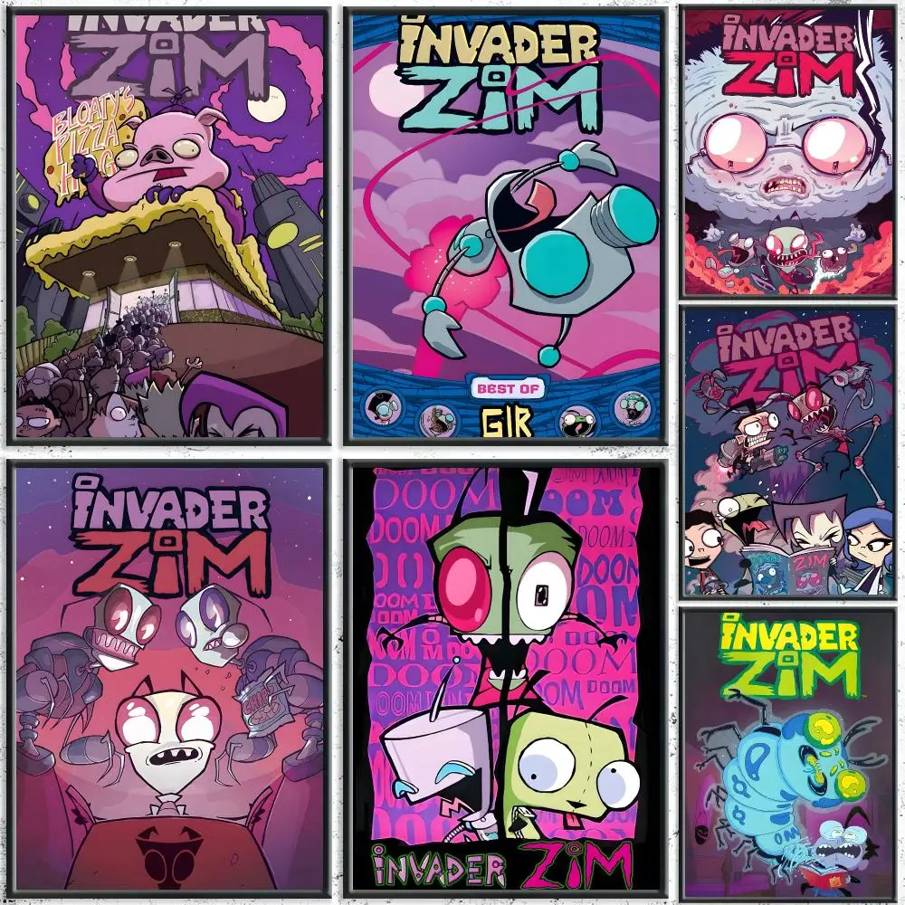 Funny Cartoon I-Invader ZimS Poster HD Self-Adhesive No Residue After Removal Ideal for All Kinds of Wall Decor
