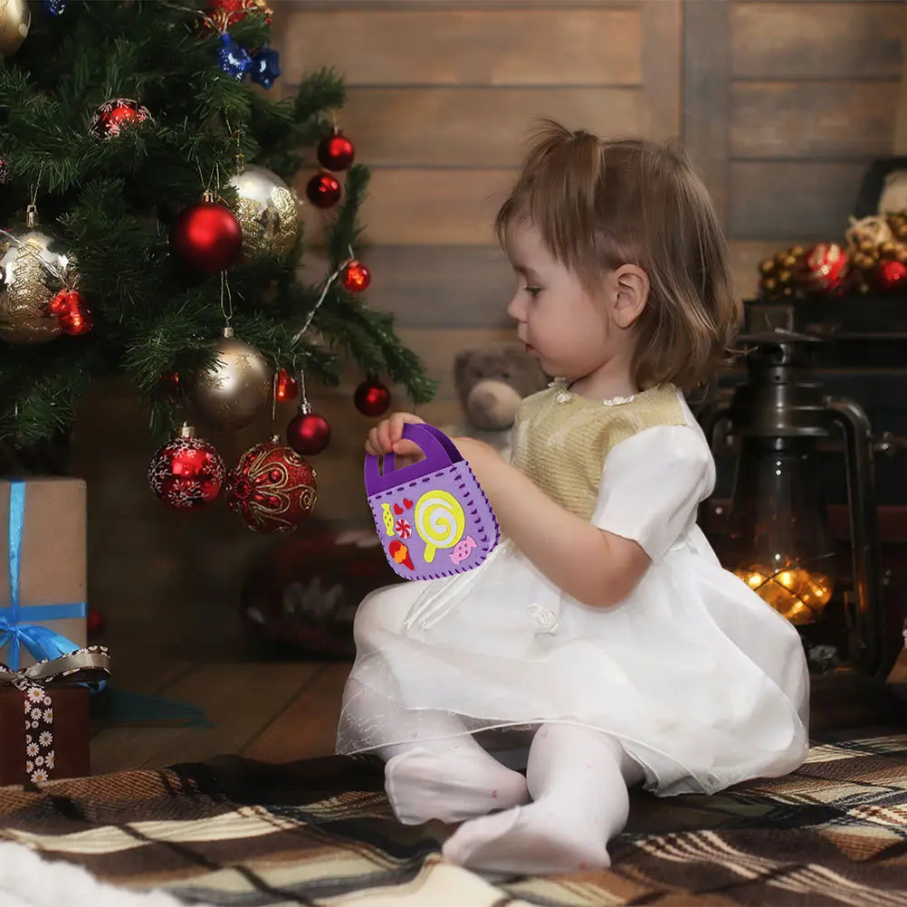 4 مجموعة Diy بها بنفسك الأطفال حقيبة صغيرة مجموعة المواد غير المنسوجة النسيج اليدوية حمل للأطفال هدية عيد ميلاد لوازم الحرفية طفل القبعات