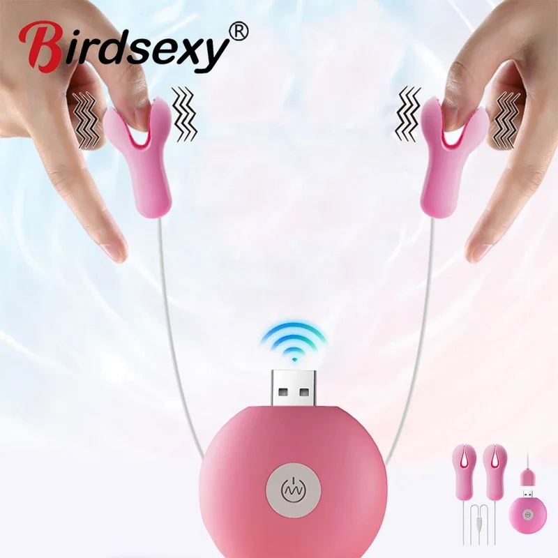 10 Modes Electric Nipple Clamp Breast Massage Vibrator Enhancer  Adult Stimulator Sex Toys For Women Couples Female