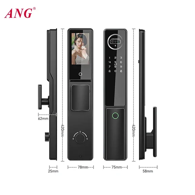 Security Fingerprint Face Id Biometric Lock 6068 Mortise Digital Lock Tuya Wifi 3D Face Recognition Door Lock Smart