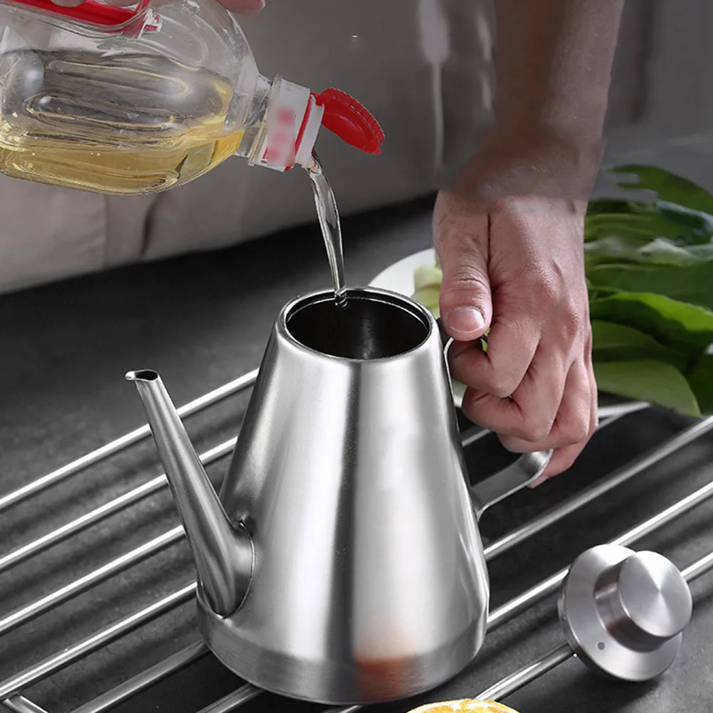 

Dispenser Stainless Steel Reusable Kitchen Bottle for Cooking Oil Soy Sauce Dispenser Hygienic Handle Seasoning