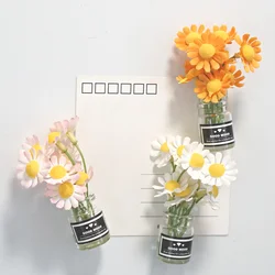 Vase Fridge Magnet Simulation Daisy Glass Magnetic Sticker Flower Home Decoration Message Sticker for Kitchen Refridgerator Gift