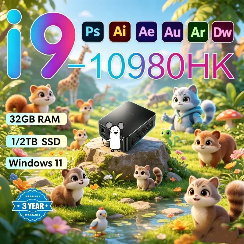

2026 Gleaming Buteo MINI PC Equipped With Windows 11 Pro Core I9 10980HK RAM 1TB SSD WIFI 6 BT5.2 4K HD Uncomplex Gaming