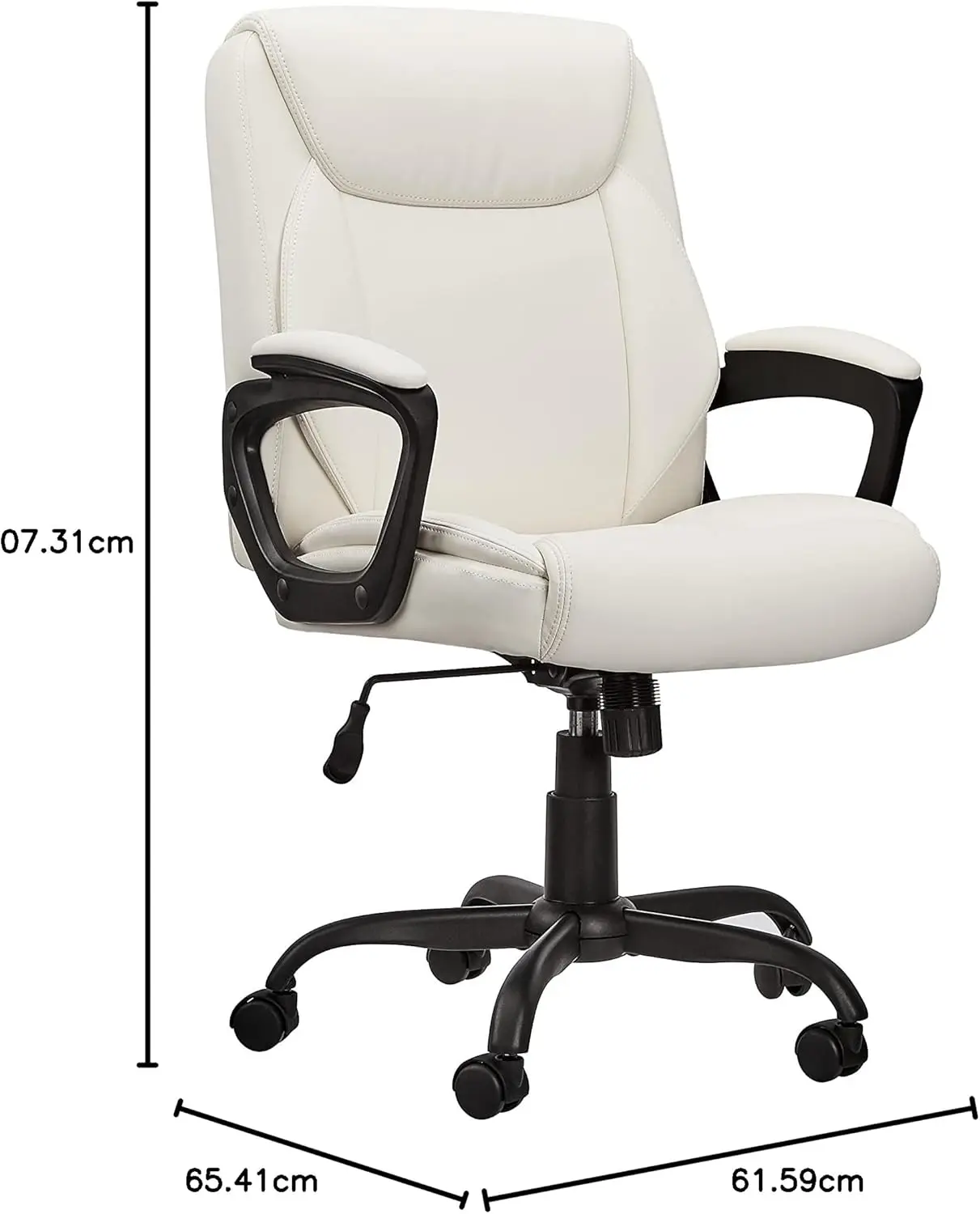 Classic Puresoft PU Cushioned Mid Back Computer Office Chair with Sturdy Metal Base and Armrests,Cream