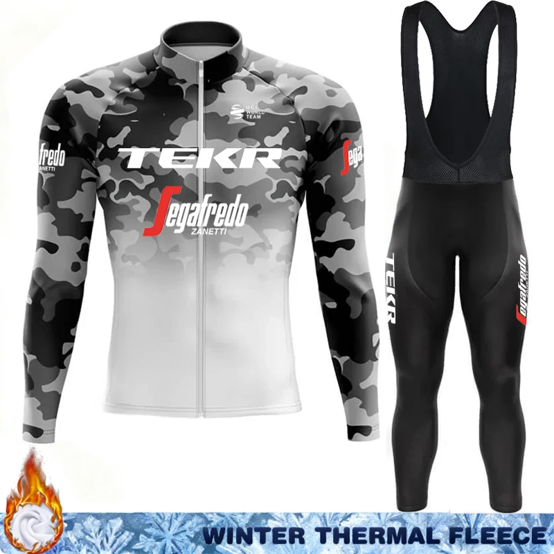 

Road Bicycle TEKR Winter Thermal Fleece Cycling Jersey Men's Clothing Bib Sets Triathlon Uniform Man Pants Mens Jumper Mtb Suit