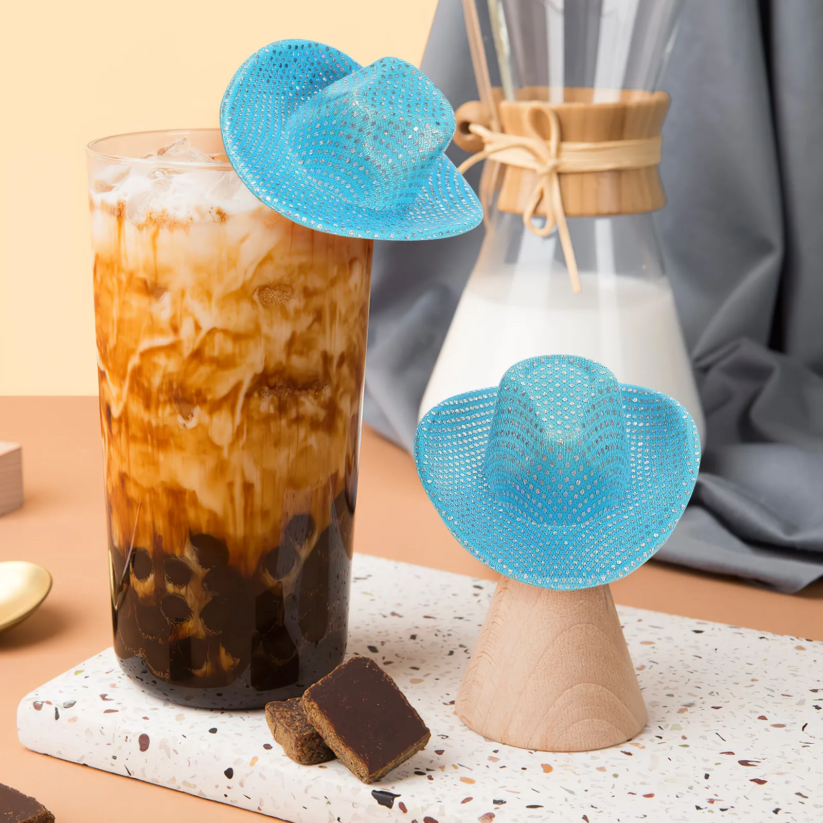 

Набор из 12 мини-шляпок ковбойских для девочек с ослепительным блеском, уникальный западный стиль для DIY-украшений для волос, сувениров для вечеринок, праздничных мероприятий