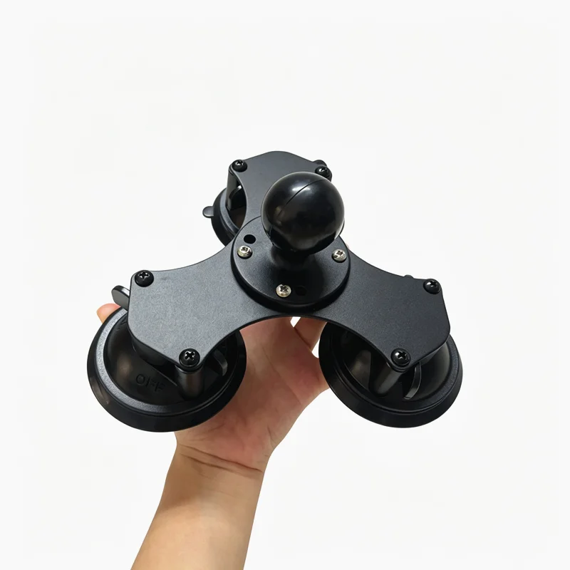 Triple Suction Cup Mount with 1.5'' Ball, Compatible with RAM C Size,Suction Cup Base for Vehicle Windshield Dash Camera GPS