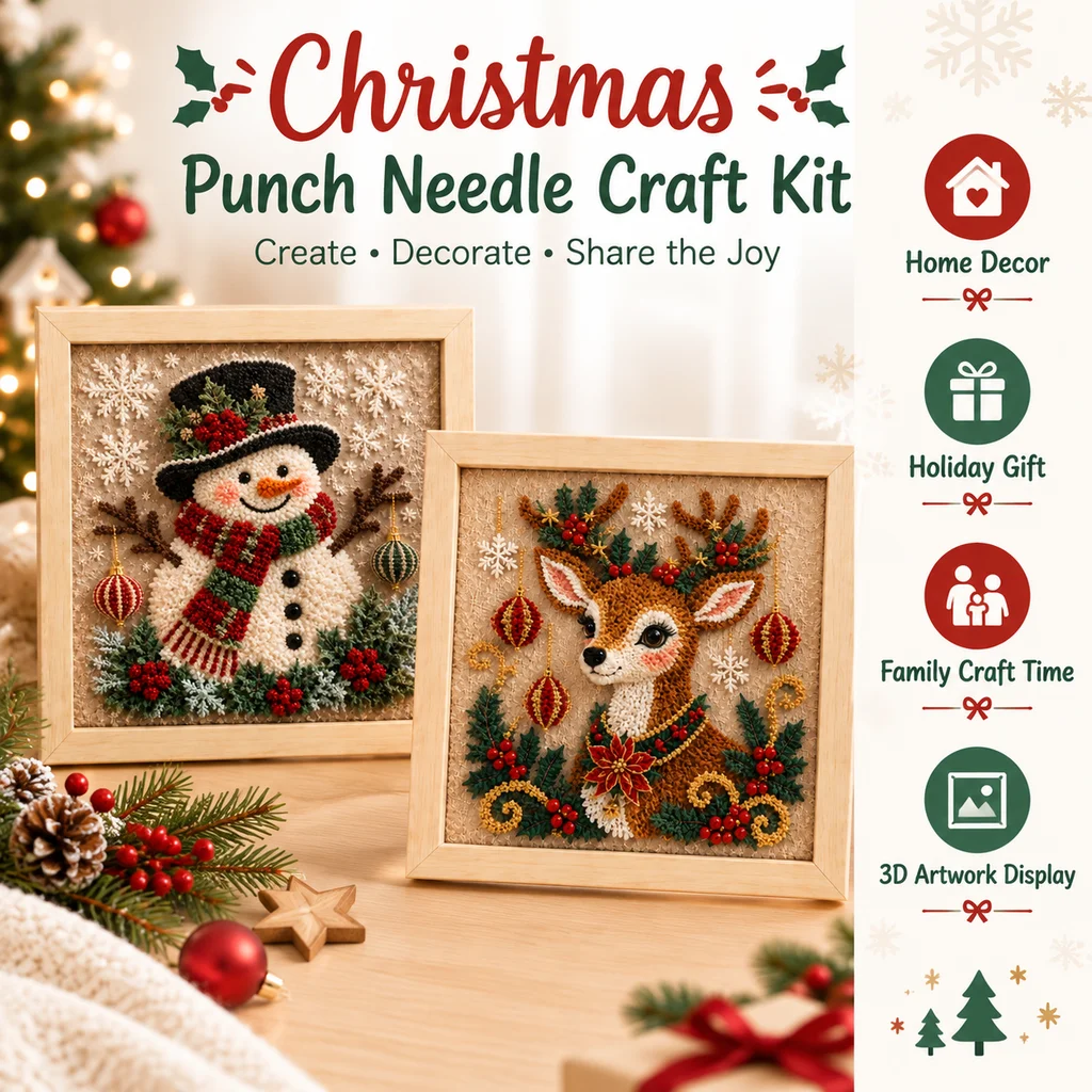 3D Christmas Fabric Poking Painting Set Create Christmas Atmospherechristmas Themed Handmade Creations Decoration Christmas Gift
