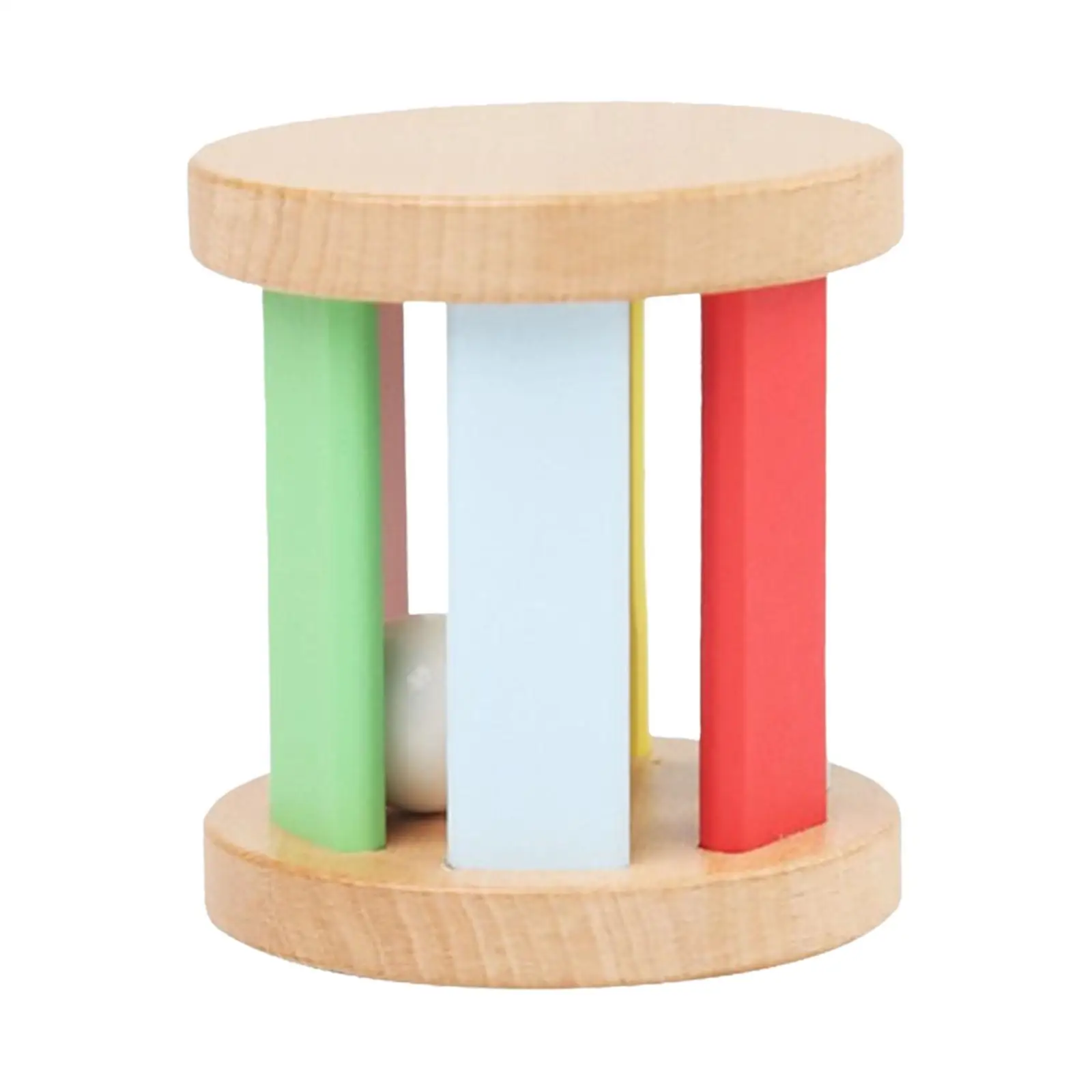 Rattle The Bell Hand Rattle, Early Educational Wooden Rattle Roller Toy Montessori for Hand Eye Coordination