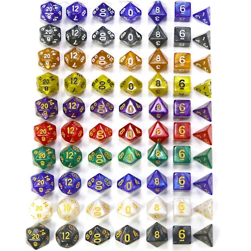 140pcs Dice with Bag D4-D20 20 Colors for Tabletop RPGs Games DND RPG Parties Toys Board Game As Gift