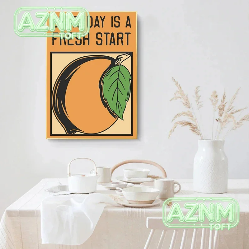 (2D Canvas Painting) Vintage Food Drink Posters Pizza French Fries Lemonade Canvas Printing Prints Wall Art Picture for Kitch