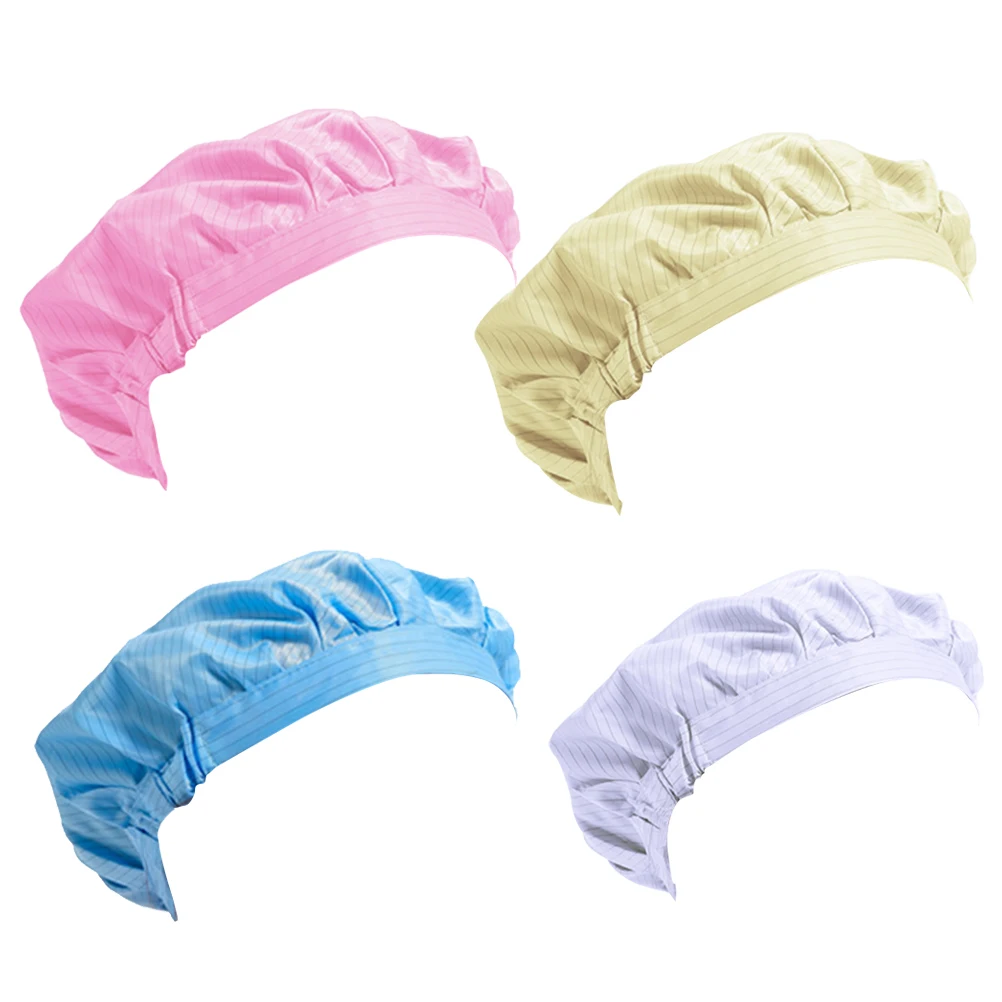 

4 Pcs Cleanroom Anti-static Workshop Hat Polyester Hat Factory Working Hat (Blue, White, Pink, Yellow Style)