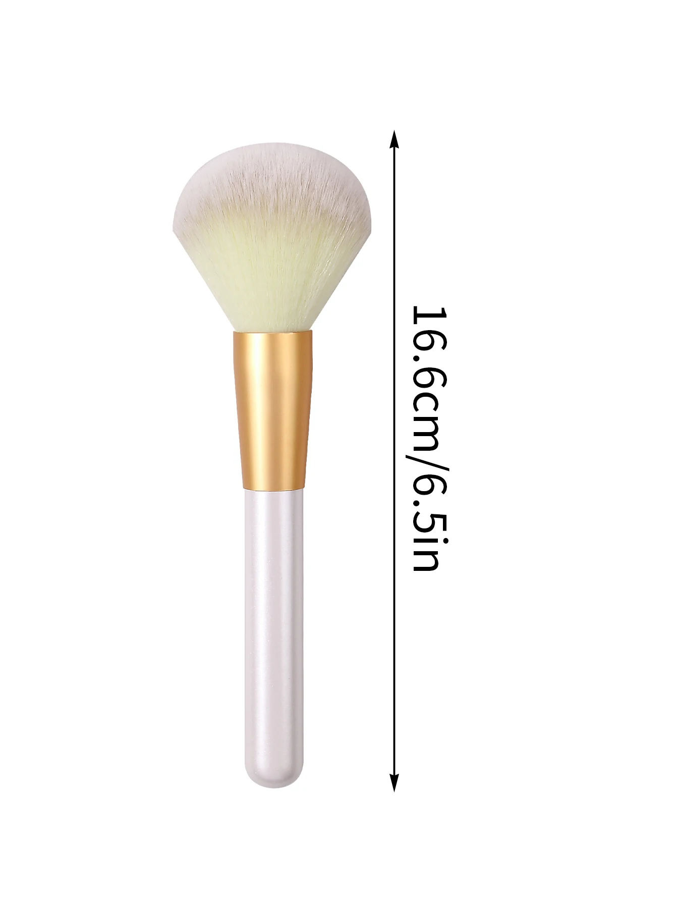 1 peça de escova de blush com cabo de madeira perolada bege, escova de contorno de cabelo macio de alta qualidade, multifuncional facial de alto brilho