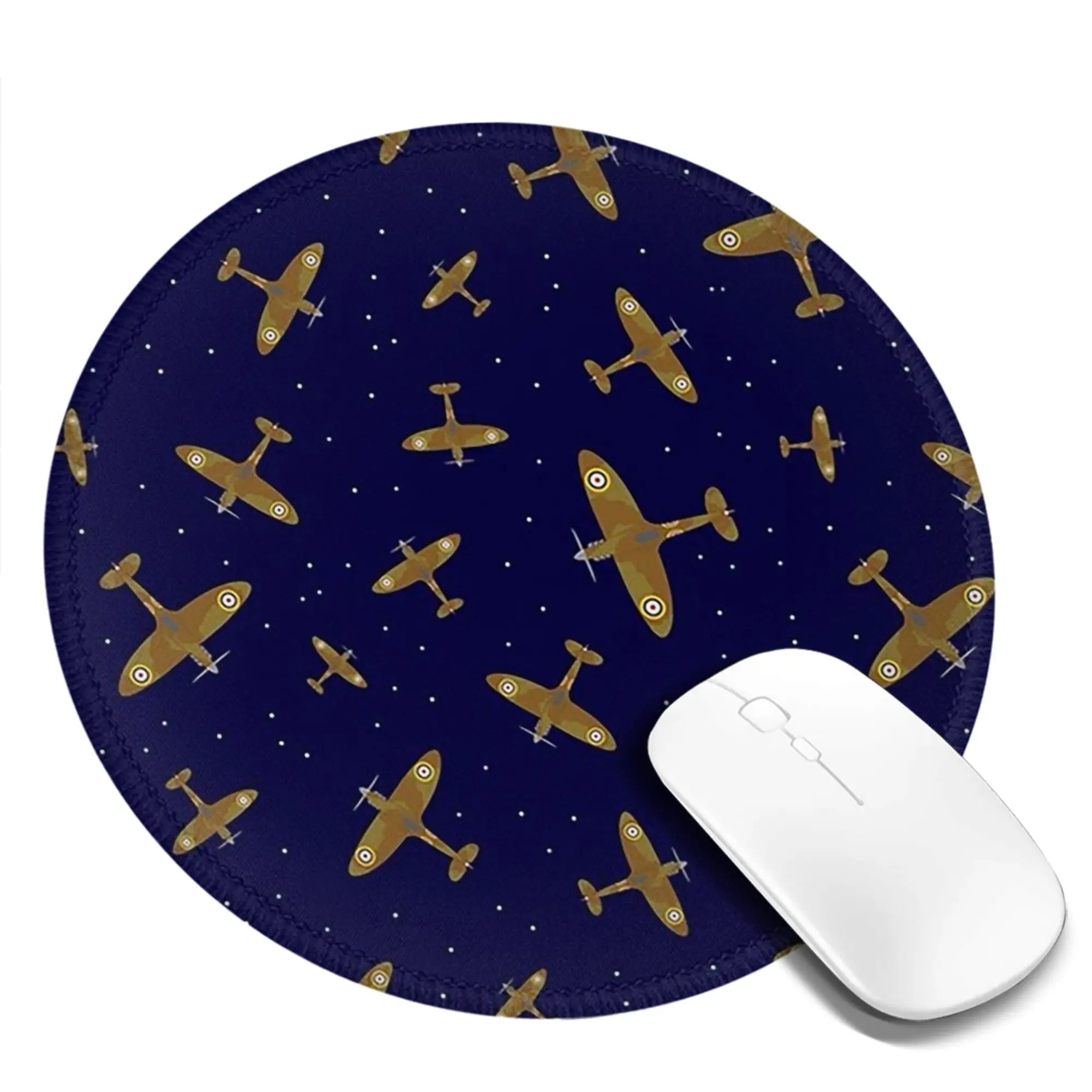 Spitfire War Planes in Flight on Navy Blue Mouse Pad Computer Keyboard Mouse Mat Gamer PC Laptop Desk Mat Accessories Table Mats