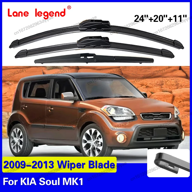 

3 шт. передних и задних щеток стеклоочистителя для KIA Soul MK1 2009-2013, аксессуары для окон, 24"+20"+11"