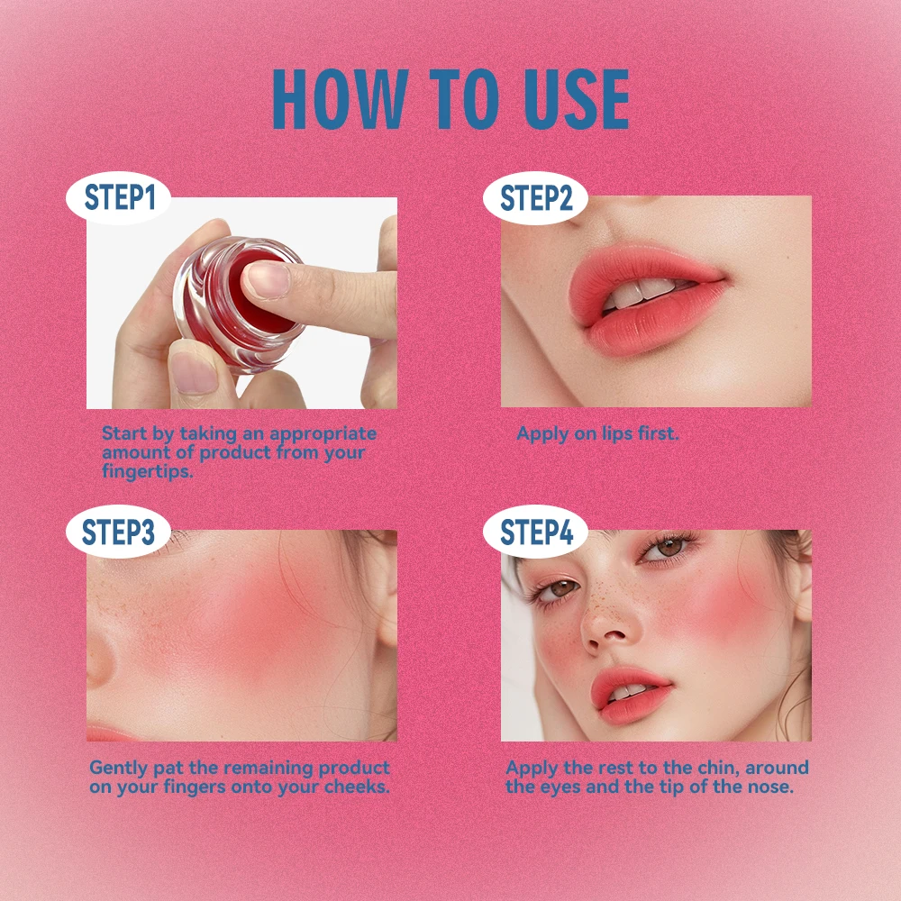 2 في 1 وعاء بودنغ الشفاه والخد الطبيعي الخد الوجه الشفاه روج لطيف أحمر الخدود لحظة الطين عالية اللون تقديم السلس اشراق #5