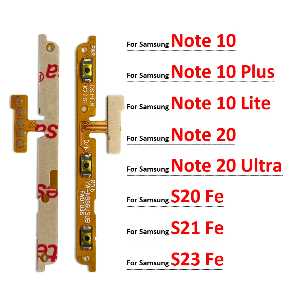 Power Switch On/Off Button Volume Key Button Flex Cable For Samsung Note 10 Plus Lite Note 20 Ultra S20 S21 S23 Fe