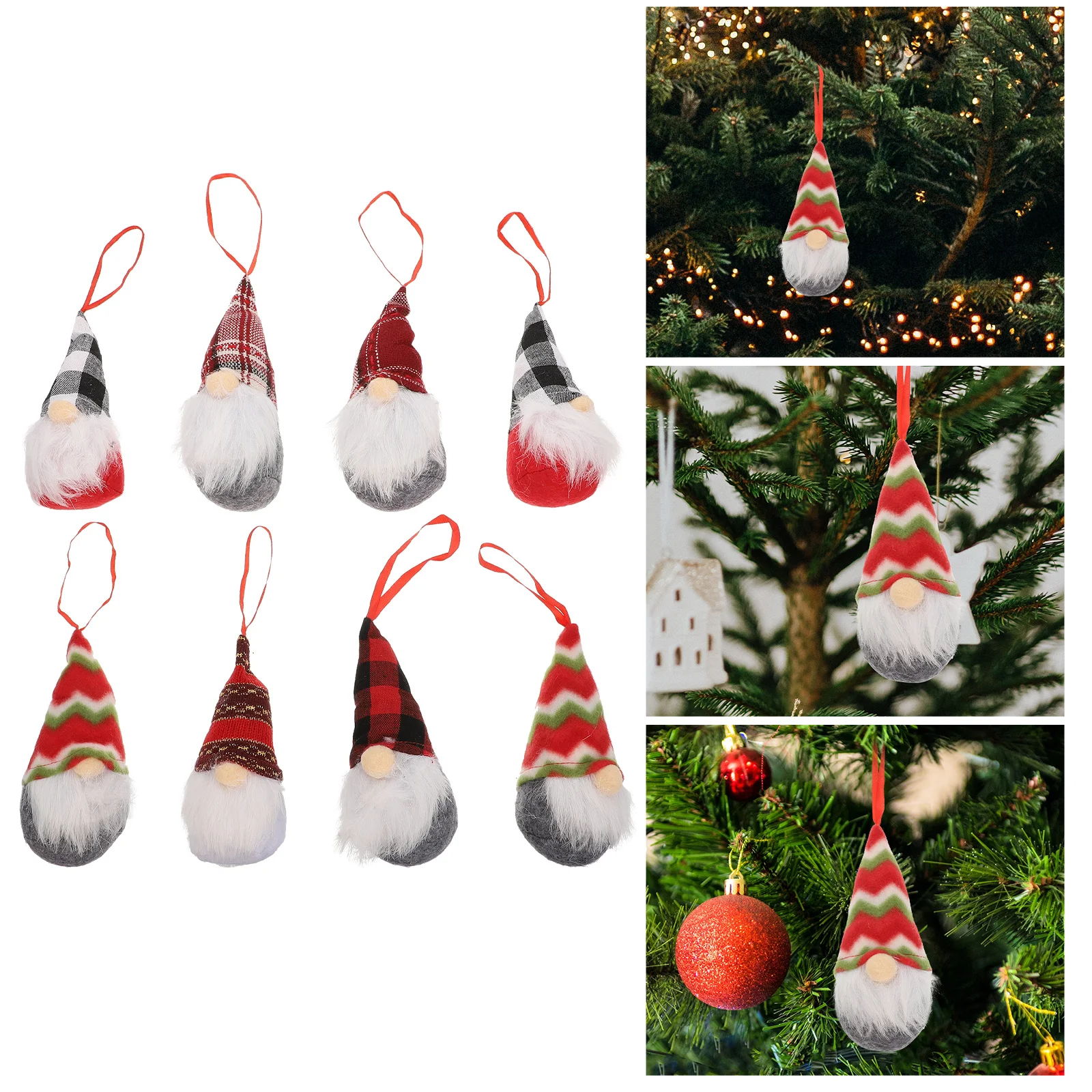 

8Pcs Christmas Faceless Hanging Ornaments Unique Xmas Tree Pendants Holiday Party Decorations Home Decor Faceless Pendant
