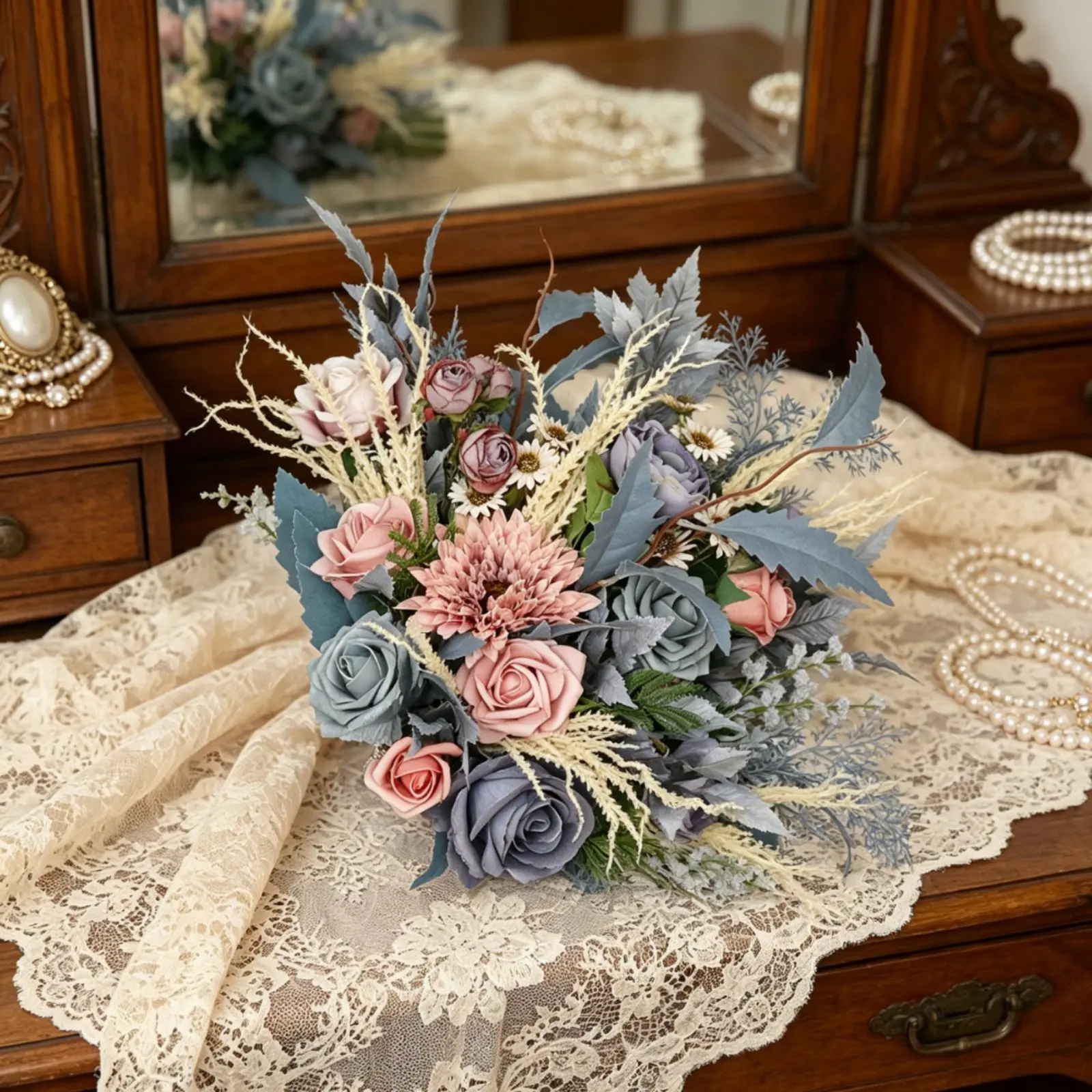 

Artificial Bridal Flower Arrangement Long-Lasting Artificial Nuptial Arrangement Event Decoration Lifelike Flowers Handmade