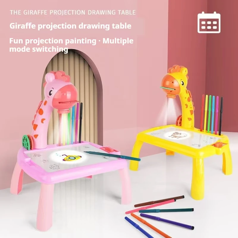 Crianças led projetor mesa de desenho brinquedo multifuncional conjunto pintura mesa placa educacional ferramentas aprendizagem pintura brinquedos