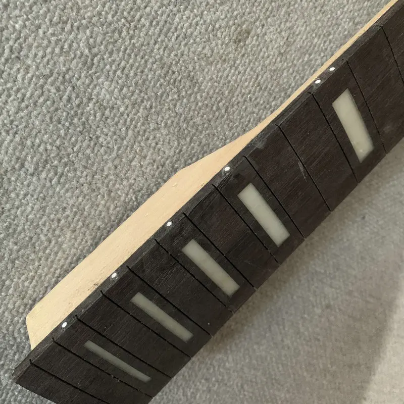 LN085 ที่ยังไม่เสร็จหัว L3 + R3 คอกีตาร์ไฟฟ้า 22 Frets ไม่มี Frets ไม่มีสีสีขาวบล็อก Inlay สําหรับเปลี่ยนและ DIY