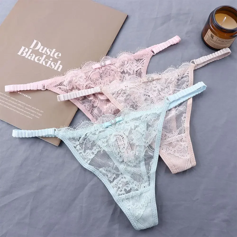 

Seamless Temptation Low Waist Girls Sexy Underpant Cotton Crotch Lace Thong Female Briefs Flower G-strings Panties