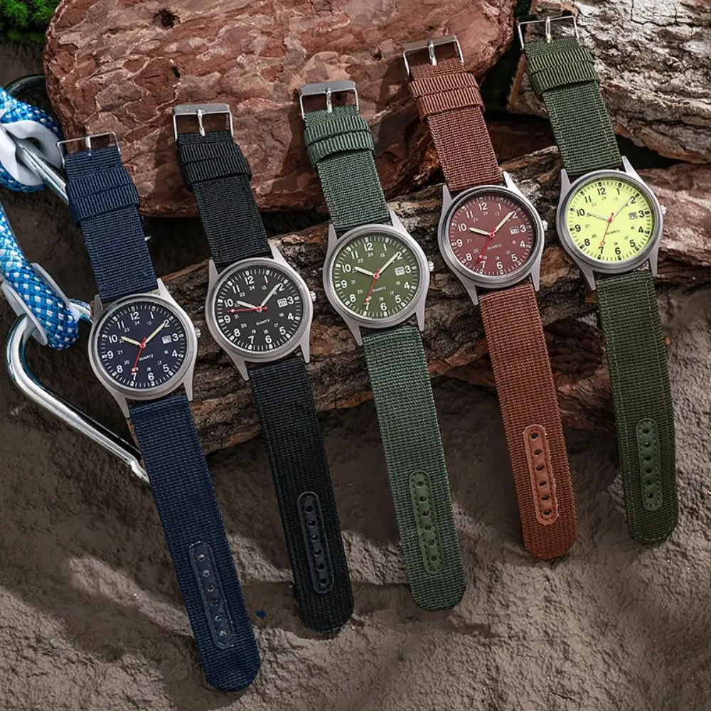 Canvas Band Canvas Men's Watch Date Display Quartz Movement Casual Fashion Watch Calendar Simple Design Sports Quartz Watch