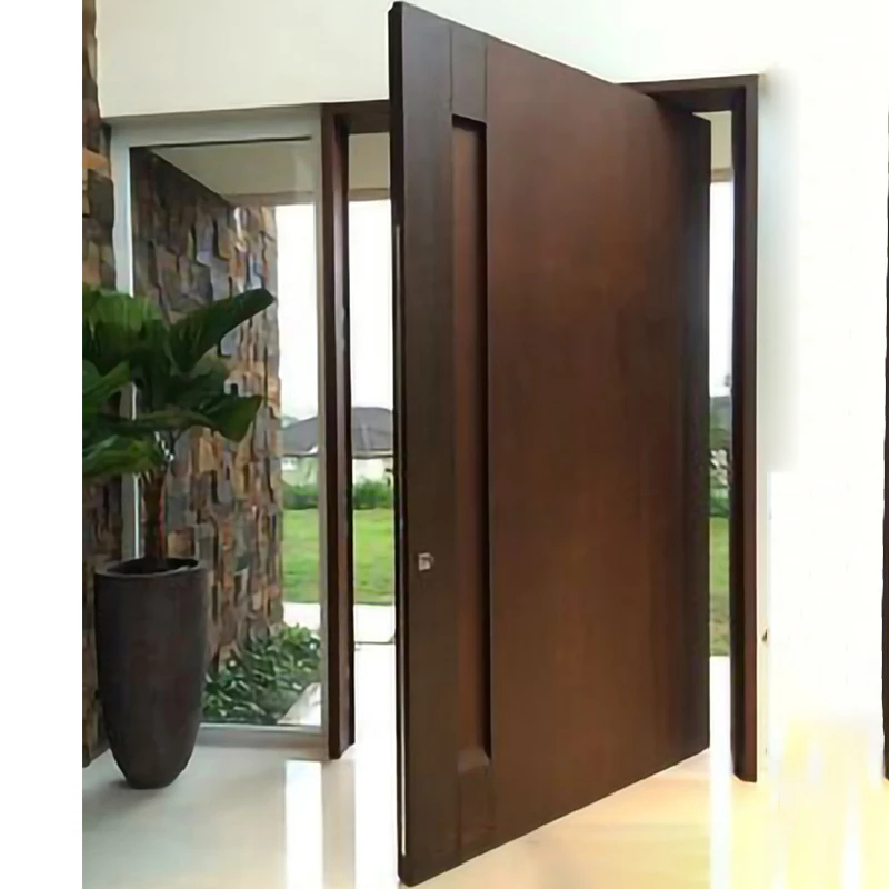 Skyland Modern Design Exterior Wooden Main Entrance Front Doors For Houses Solid Wood Pivot Door