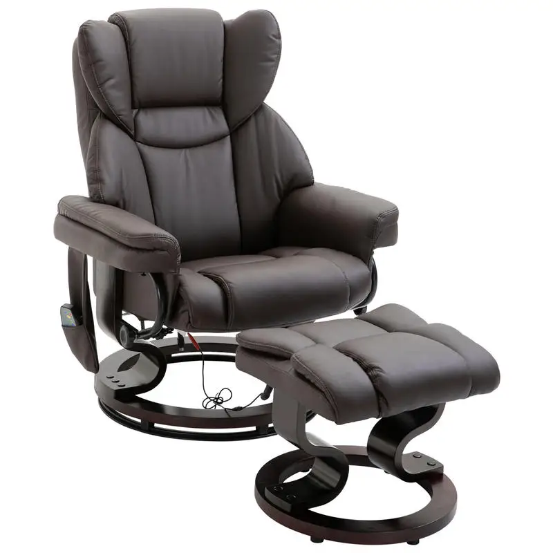 

Massage Sofa Recliner Chair w/ Footrest, 10 Vibration Point, Faux PU Leather, Brown
