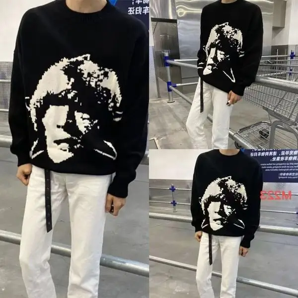 

Cleanfit American Street Sle Knitted Sweater Five-star Embroidery Heavyweight Casual Faionable Versatile Long Sve Top