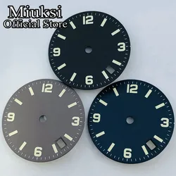 Miuksi 28.5mm sterile dial black blue gray watch dial luminous 3.8 date fit NH35 movement