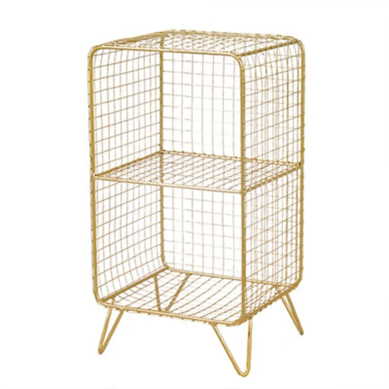 Nordic wrought iron grid small bookshelf office living room room multi-layer reading shelf storage
