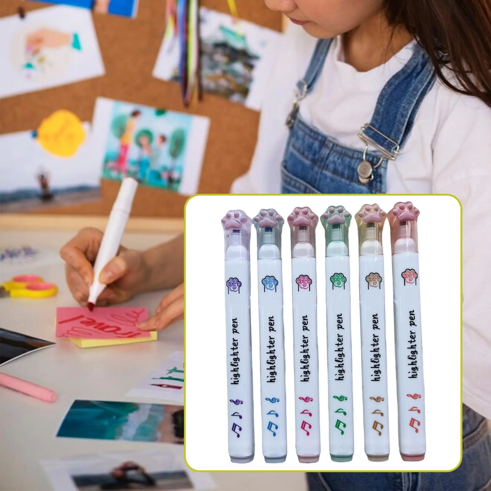 Lot de 2 à 6 stylos surligneurs pour enfants et adultes, marqueur mignon, fournitures scolaires