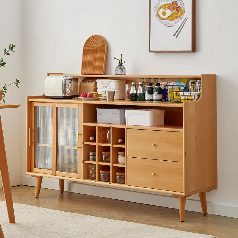 

Solid wood dining side cabinet Modern simple household tea cabinet Living room wall wine cabinet