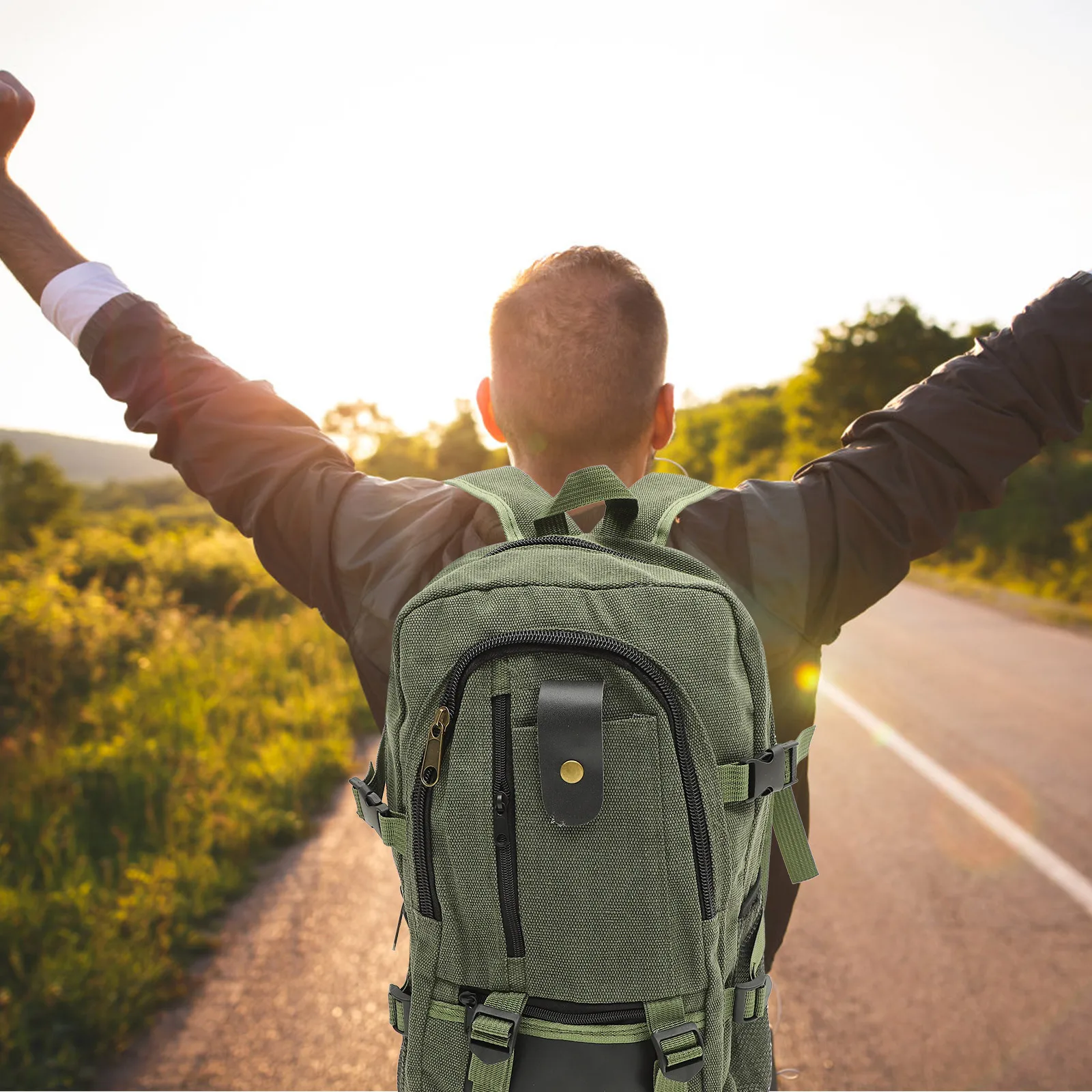 

Green Canvas Backpack Large Capacity Casual Durable Travel Rucksack Multipurpose School Satchel Canvas Backpack