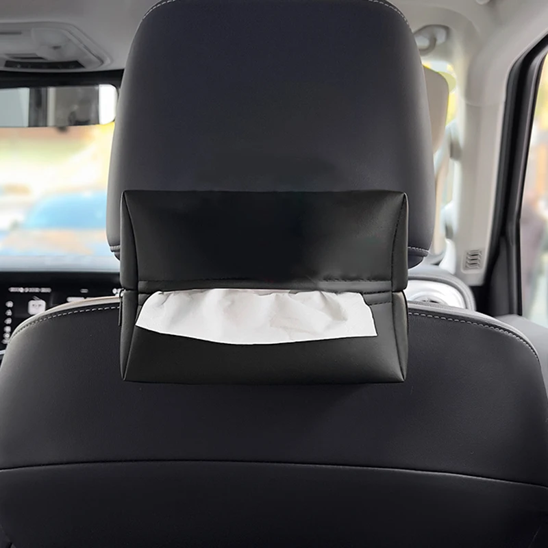 Auto-Taschentuchhalter für Herren, verbesserte Ausführung aus PU-Leder, universell für Auto-Rücksitz, Armlehne, Mittelkonsole (Schwarz)